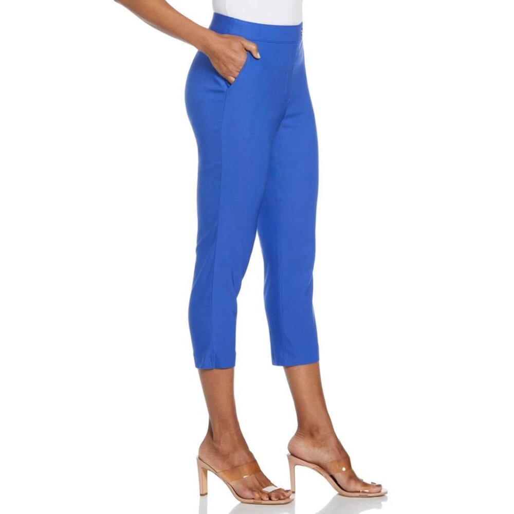 Rafaella Stretch Capri Pants Comfort Pull-on Front Pockets 23" Inseam Blue  14 - Picture 3 of 8